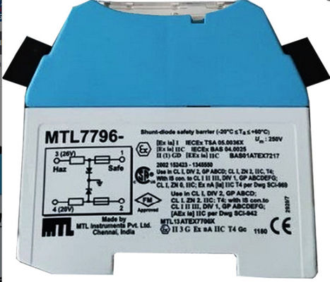 ασφαλή αφ' εαυτού εμπόδια MTL 20mA MTL7796, εμπόδιο 2 MTL Zener καλωδίων